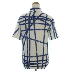 HERMES マルジェラ期 シャツ 半袖 リボン柄 S ホワイト ブルー