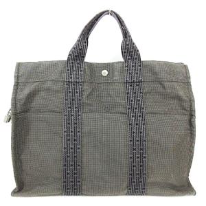 HERMES エールライン トートバッグ キャンバス グレー