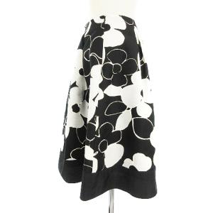 M'S GRACY 近年モデル フレアスカート ひざ丈 フラワーモチーフ ブラック 38