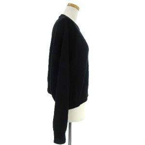 ENFOLD 17SS ニット セーター 長袖 ローゲージ ショート丈 ドロップショルダー 無地 黒