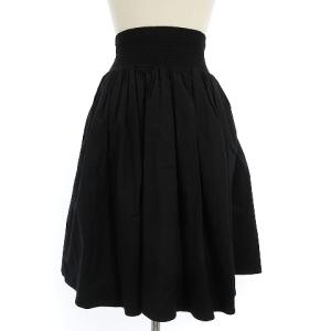 PRADA ハイウエストスカート ひざ丈 フレア ギャザー コットン 40 ブラック