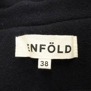 ENFOLD モッサAラインショートコート 比翼 フラップ メルトン ウール 3008A130-1390 ネイビー 紺 38