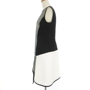 EPOCA ワンピース ひざ丈 ノースリーブ アシンメトリー 切替 コットン ホワイト ブラック