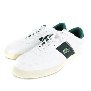 LACOSTE スニーカー レースアップ レザー ローカット ワンポイント ホワイト グリーン US10