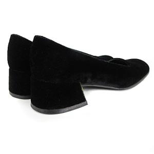 PRADA パンプス ベロア スクエアトゥ チャンキーヒール ブラック 39 IBO17