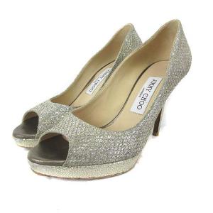 パンプス メタリック オープントゥ プラットフォーム レザー シルバー ゴールド