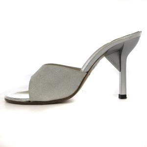 CHANEL ミュール サンダル ニュートラベル ココマーク シルバー 36