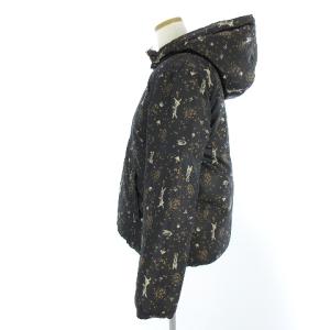 franche lippée ダウンジャケット ブルゾン フード 2WAY リバーシブル うさぎ ラビット 総柄 ジップアップ ブラック M アウター