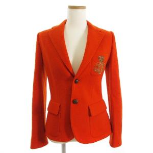 ジャケット ブレザー スクール ウール センターベント 2B フロントボタン オレンジ 0 アウター