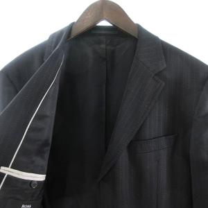 HUGO BOSS Super120 セットアップ スーツ ジャケット センターベント 3B パンツ ストライプ 黒