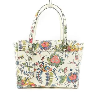 トートバッグ ボタニカル フラワー ロゴ レザー ホワイト