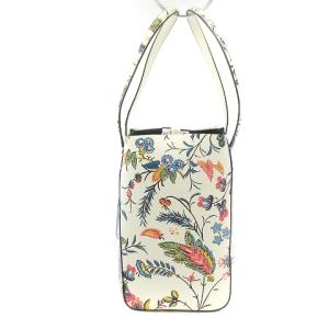 TORY BURCH トートバッグ ボタニカル フラワー ロゴ レザー ホワイト