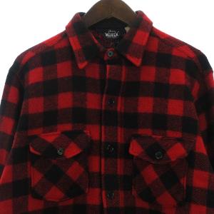 WOOLRICH 80s~90s シャツジャケット 長袖 チェック ウール レッド ブラック