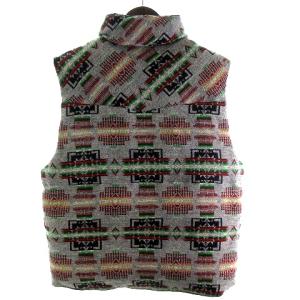 PENDLETON 美品 ダウンベスト スタンドカラー ボタンアップ ウール ネイティブ柄 総柄 グレー L