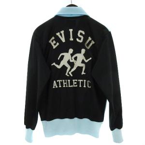 EVISU トラックジャケット ジャージ ジップアップ アスレチック ストレッチ ストライプ 刺繍 ブルー
