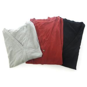 21SS リネン ジャージー Vネック カーディガン 長袖 19SS コットン 半袖 3点 セット グレー ブラック レッド