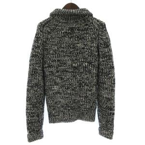 DOLCE&GABBANA 厚手 ニット カーディガン 長袖 ミックス コインボタン ミドルゲージ ウール ブラック ホワイト