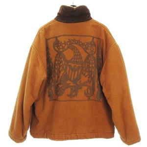 ジャケット コート スタンドカラー 裏ボア バックプリント ブラウン