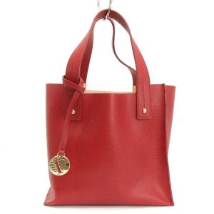 ハンドバッグ レザー チャーム付き ロゴ G6516 レッド カバン