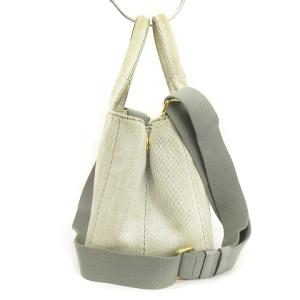 PRADA CANAPA ミニ ハンドバッグ 2WAY 三角プレート キャンバス B2439G グレー