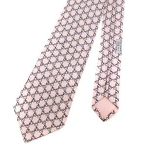 HERMES ネクタイ レギュラータイ チェーン 総柄 シルク 5558 MA ピンク ビジネス AA