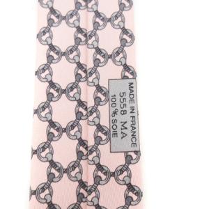 HERMES ネクタイ レギュラータイ チェーン 総柄 シルク 5558 MA ピンク ビジネス AA