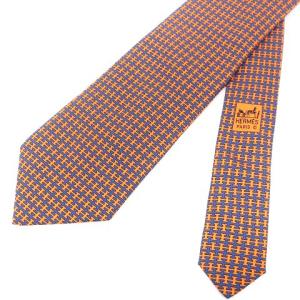 HERMES ネクタイ レギュラータイ ビジネス Hロゴ シルク 5432 FA オレンジ