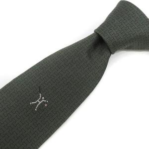 ネクタイ レギュラータイ Hロゴ ベースボール 野球 刺繍 シルク 深緑