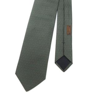 HERMES ネクタイ レギュラータイ Hロゴ ベースボール 野球 刺繍 シルク 深緑