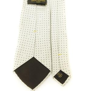 LOUIS VUITTON モノグラム ネクタイ レギュラータイ 総柄 刺繍 シルク100% ライトグレー