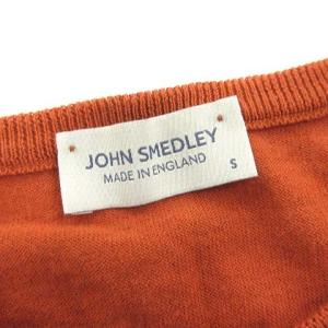 JOHN SMEDLEY ニット セーター カットソー 長袖 薄手 クルーネック 丸首 コットン 無地 オレンジ系 S