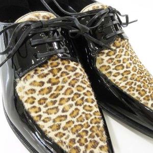 CELINE ドレスシューズ ハラコ パテント レオパード柄 37 黒
