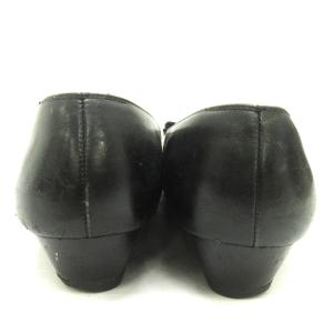 Salvatore Ferragamo ヴァラ リボン パンプス チャンキーヒール ラウンドトゥ レザー ブラック 8.5