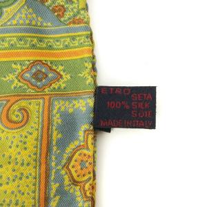 ETRO スカーフ シルク フリンジ スクエア 長方形 インディアン 総柄 イエロー