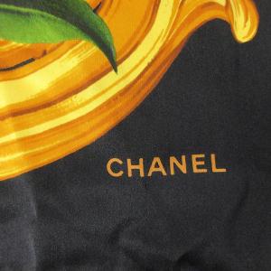 CHANEL スカーフ 大判 シルク バロック 花柄 ブラック
