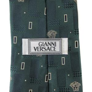 GIANNI VERSACE ネクタイ ワイドタイ シルク メデューサ 総柄 グリーン