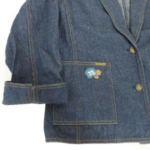 LEONARD セットアップ デニム ジャケット スカート フラワー刺繍 カジュアル 約L 青 ブルー SM