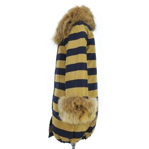 Diagram GRACE CONTINENTAL ダウンジャケット 上着 長袖 ボリューム襟 ファー ボーダー ベージュ 紺 ネイビー 36 アウター