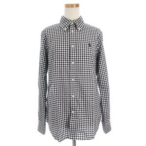 タグ付き シャツ 長袖 スリムフィット ギンガムチェック ボタンダウン コットン