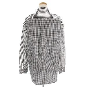 POLO RALPH LAUREN シャツ ボーイフレンドフィット ストライプ ギンガムチェック 切り替え フロントボタン ブラック