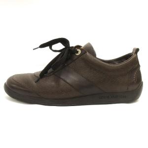 LOUIS VUITTON タイガ スニーカー ローカット ロゴ レースアップ レザー 茶 ブラウン 6.5 靴 シューズ IBO15