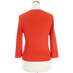 ANAYI 美品 ニット カットソー 七分袖 リブ カシュクール風 ストレッチ オレンジ 38