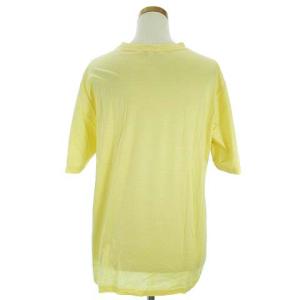 HERMES Tシャツ カットソー 半袖 クルーネック 刺繍 ロゴ コットン イエロー M