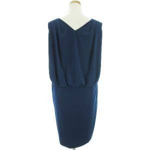 ANAYI ワンピース ドレス ノースリーブ ひざ丈 ドレープ 無地 青 ブルー 38