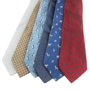 ネクタイ レギュラータイ まとめ 6点セット 総柄 馬 花 ヨット シルク 赤 レッド 青 ブルー 茶系 水色 ビジネス