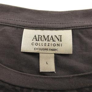 EMPORIO ARMANI Tシャツ カットソー 半袖 クルーネック 丸首 リーフ柄 ダークグレー系 L