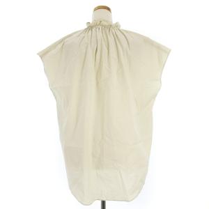 23区 ブラウス プルオーバー フレンチスリーブ フリルカラー コットン混 生成り エクリュ 38