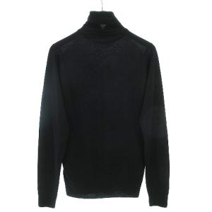JOHN SMEDLEY ニット セーター 長袖 タートルネック 無地 ウール リブ ブラック S