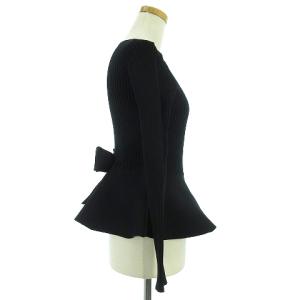 M'S GRACY タグ付き ペプラムニット セーター 長袖 切替 リブ リボン GL-818541 ブラック