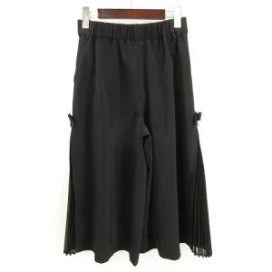 M'S GRACY ガウチョパンツ ひざ下 クロップド サイドプリーツ リボン ワンタック EA-816107 ブラック 38